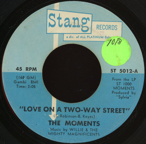 The Moments : Love On A Two-Way Street (7", S/Sided, Single)