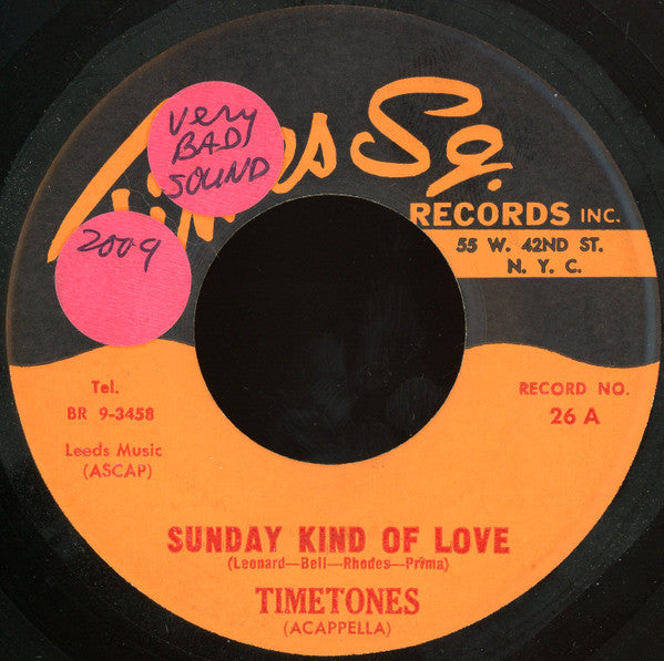 The Timetones : Sunday Kind Of Love / Angels In The Sky (7", Ora)