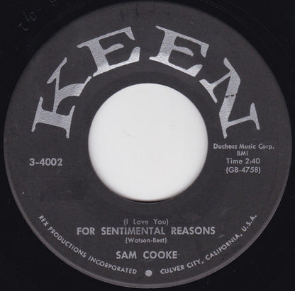 Sam Cooke : Desire Me / (I Love You) For Sentimental Reasons  (7", Single, Scr)