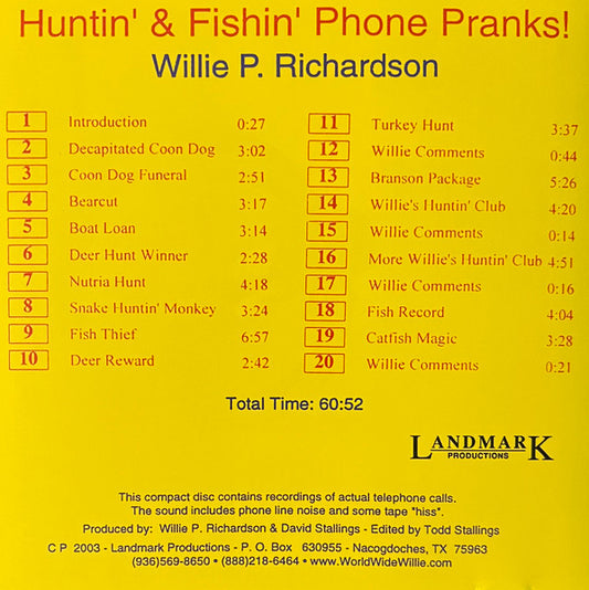 Willie P. Richardson : Huntin’ & Fishin’ Phone Pranks (CD, Album)