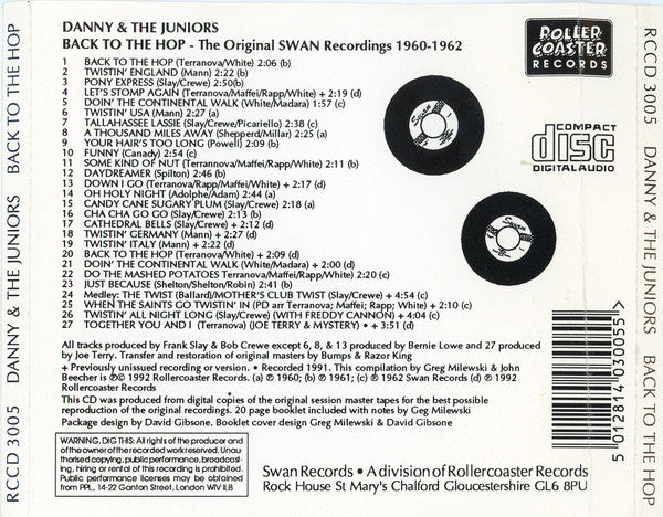 Danny & The Juniors : Back To The Hop - The Original Swan Recordings 1960-1962 (CD, Comp)