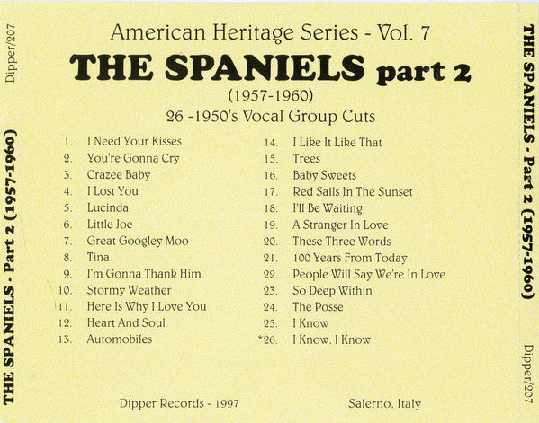 The Spaniels : The Spaniels Part 2 - 1957-1960 (CD, Comp, RE)
