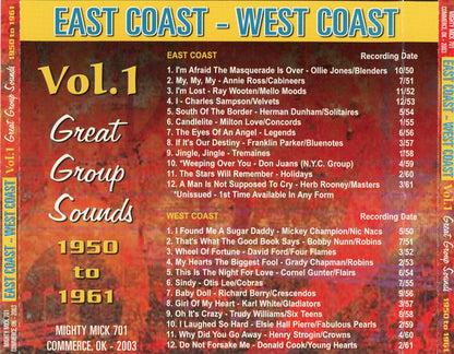 Various : East Coast - West Coast Vol. 1:  Great Group Sounds 1950 to 1961 (CD, Comp)