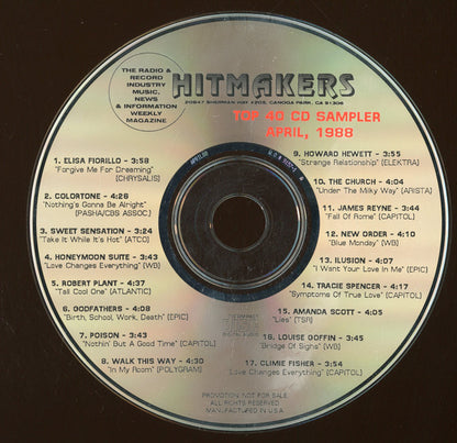 Various : Hitmakers Top 40 CD Sampler April, 1988 (CD, Comp, Promo, Smplr)