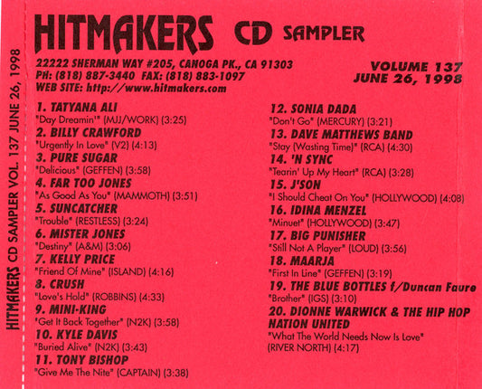 Various : Hitmakers Top 40 CD Sampler Volume 137 June 26, 1988 (CD, Promo, Smplr)