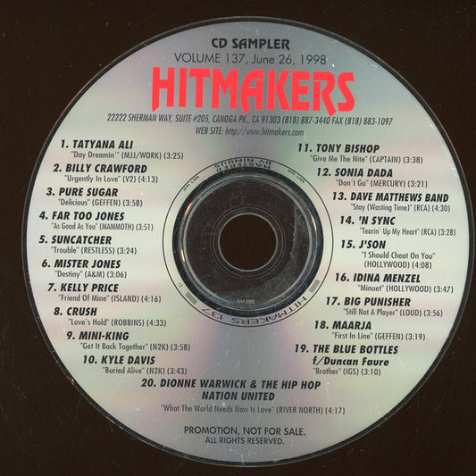 Various : Hitmakers Top 40 CD Sampler Volume 137 June 26, 1988 (CD, Promo, Smplr)