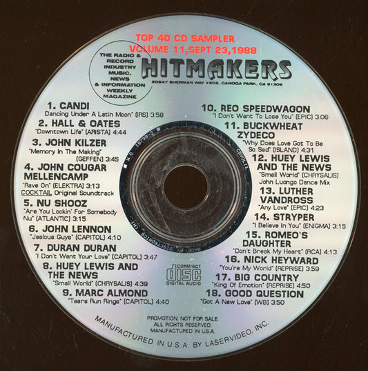 Various : Hitmakers Top 40 CD Sampler Volume 11, Sept 23, 1988 (CD, Promo, Smplr)