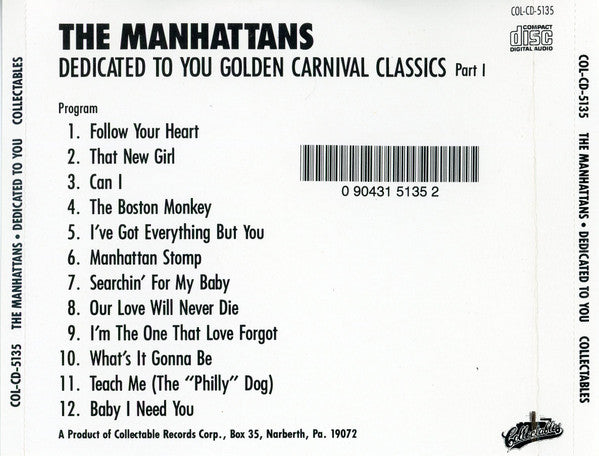Manhattans : Dedicated To You (CD, Album, RE)