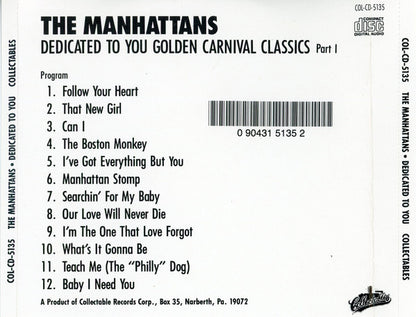 The Manhattans* : Dedicated To You (CD, Album, RE)