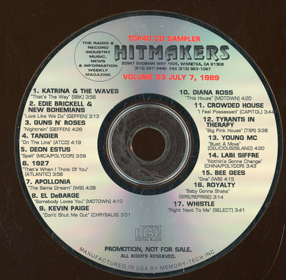 Various : Hitmakers Top 40 CD Sampler Volume 23 - July 7, 1989 (CD, Comp, Promo, Smplr)