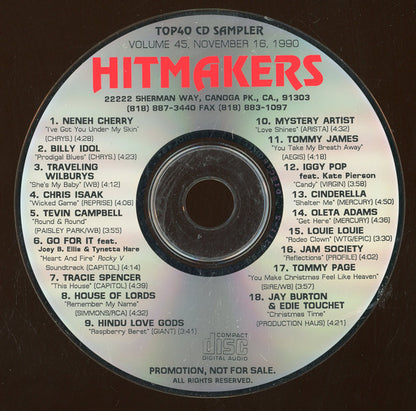 Various : Hitmakers Top40 CD Sampler Volume 45, November 16, 1990 (CD, Comp, Promo)