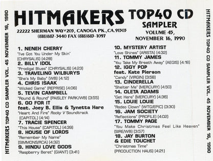 Various : Hitmakers Top40 CD Sampler Volume 45, November 16, 1990 (CD, Comp, Promo)