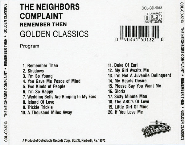 Neighbors Complaint : Remember Then (CD, Album)