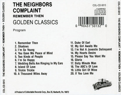 Neighbors Complaint : Remember Then (CD, Album)