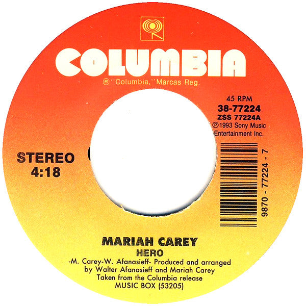 Mariah Carey : Hero (7")