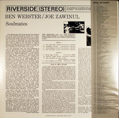 Ben Webster And Joe Zawinul : Soulmates (LP, Album, RE)
