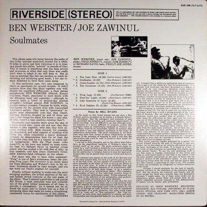 Ben Webster And Joe Zawinul : Soulmates (LP, Album, RE)