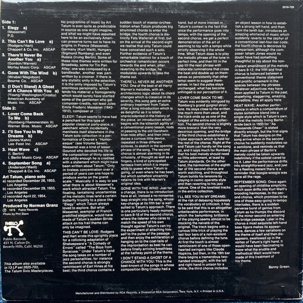 Art Tatum : The Tatum Solo Masterpieces, Vol. 2 (LP, Album, Comp,  In)