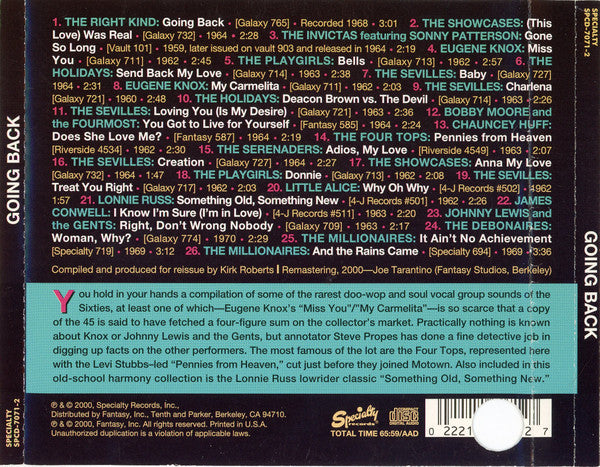 Various : Going Back (CD, Comp, Promo)