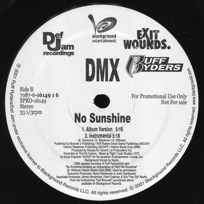 DMX : No Sunshine (12", Promo)