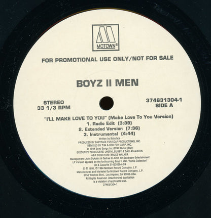 Boyz II Men / Wanya Morris With Brandy (2) : I'll Make Love To You (Make Love To You Version) / Brokenhearted (12", Promo)