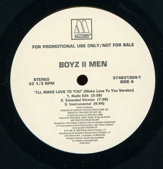Boyz II Men / Wanya Morris With Brandy (2) : I'll Make Love To You (Make Love To You Version) / Brokenhearted (12", Promo)