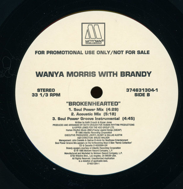 Boyz II Men / Wanya Morris With Brandy (2) : I'll Make Love To You (Make Love To You Version) / Brokenhearted (12", Promo)