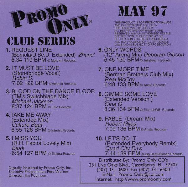 Various : Promo Only (Club Series May 97) (CD, Comp, Promo)