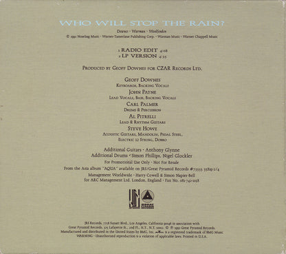 Asia (2) : Who Will Stop The Rain? (CD, Single, Promo)
