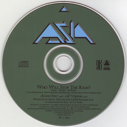 Asia (2) : Who Will Stop The Rain? (CD, Single, Promo)