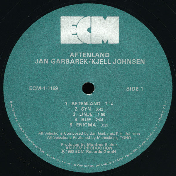 Jan Garbarek, Kjell Johnsen : Aftenland (LP, Album)