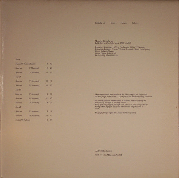 Keith Jarrett : Hymns Spheres (2xLP, Album)