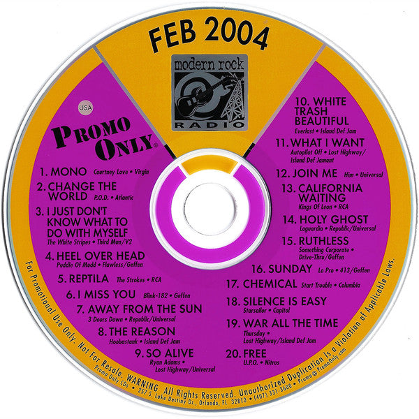Various : Promo Only Modern Rock Radio: February 04 (CD, Comp, Promo)