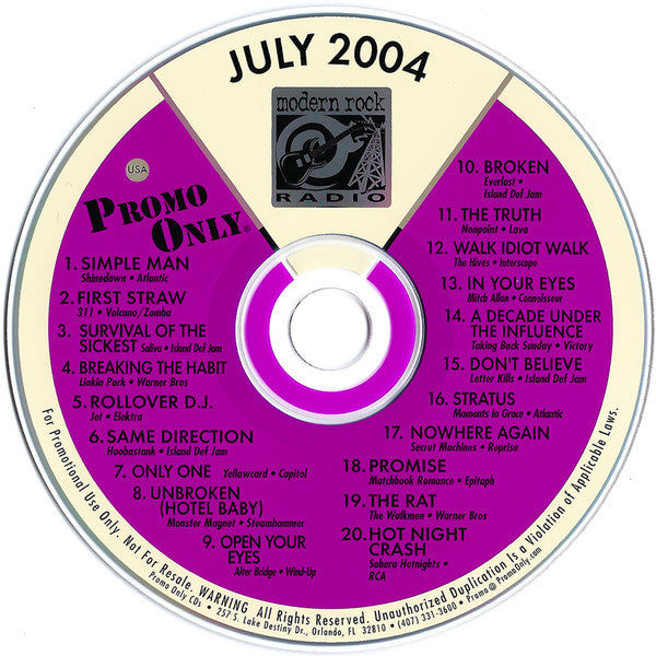 Various : Promo Only Modern Rock Radio: July 2004 (CD, Comp, Promo)