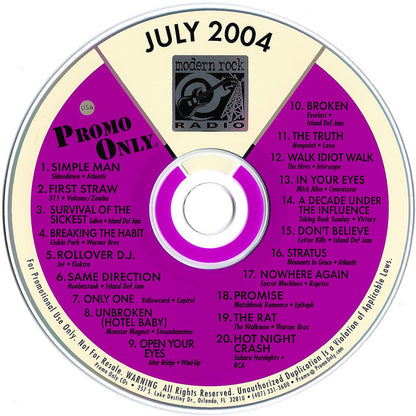 Various : Promo Only Modern Rock Radio: July 2004 (CD, Comp, Promo)