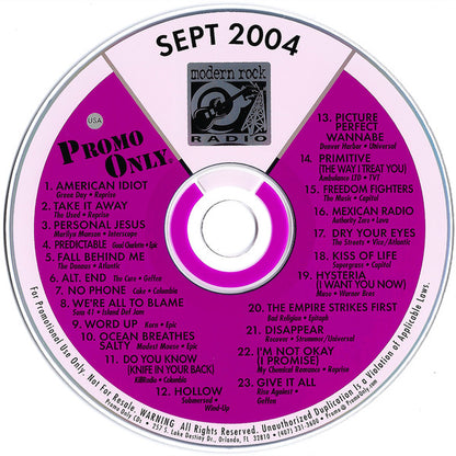 Various : Promo Only Modern Rock Radio: September 2004 (CD, Comp, Promo)