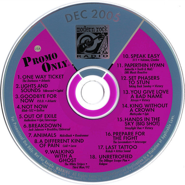 Various : Promo Only Modern Rock Radio: December 2005 (CD, Comp, Promo)