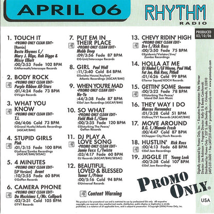 Various : Promo Only Rhythm Radio: April 2006 (CD, Comp, Promo)