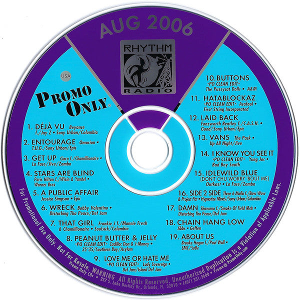 Various : Promo Only Rhythm Radio: August 2006 (CD, Comp, Promo)