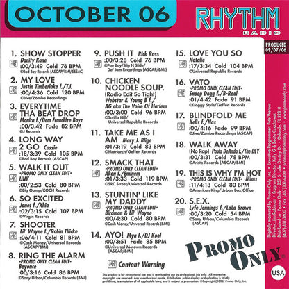 Various : Promo Only Rhythm Radio: October 2006 (CD, Comp, Promo)