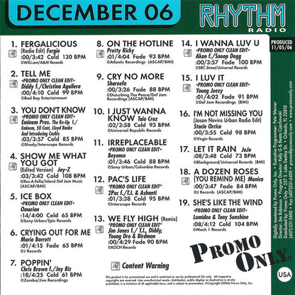 Various : Promo Only Rhythm Radio: December 2006 (CD, Comp, Promo)