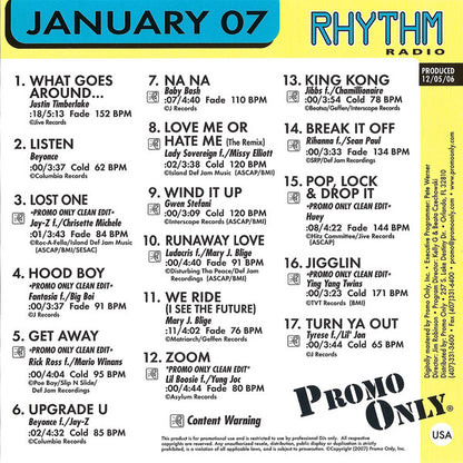 Various : Promo Only Rhythm Radio: January 2007 (CD, Comp, Promo)