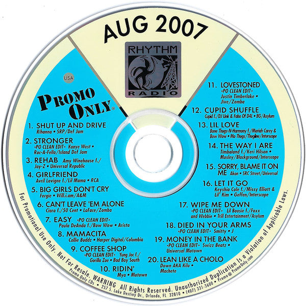 Various : Promo Only Rhythm Radio: August 2007 (CD, Comp, Promo)