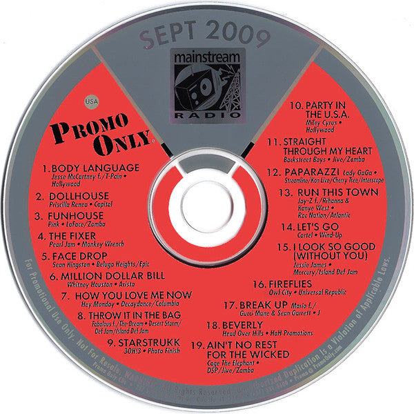 Various : Promo Only Mainstream Radio: September 2009 (CD, Comp, Promo)