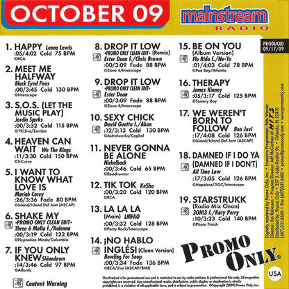 Various : Promo Only Mainstream Radio: October 2009 (CD, Comp, Promo)
