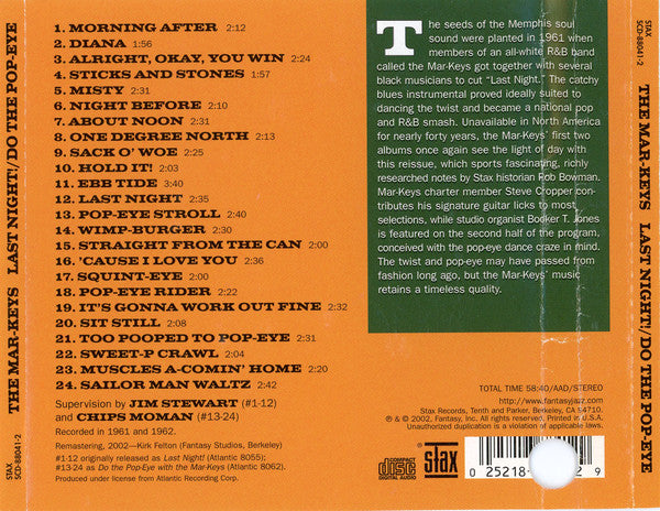 The Mar-Keys : Last Night! / Do The Pop-Eye (CD, Album, Comp, Promo, RM)