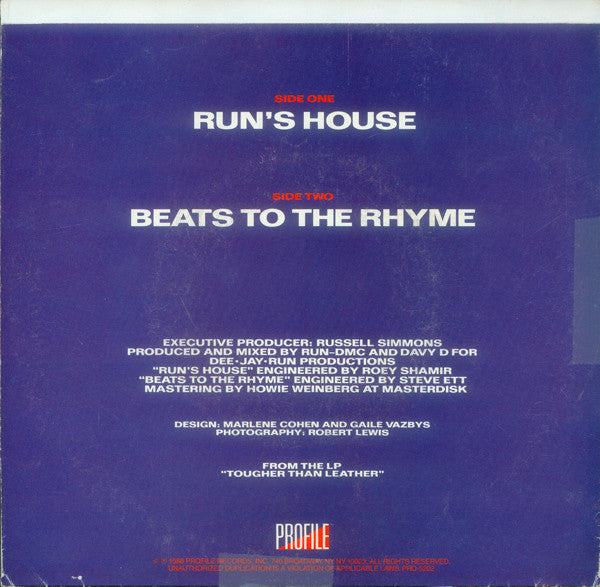 Run-DMC : Run's House / Beats To The Rhyme (7", Promo)