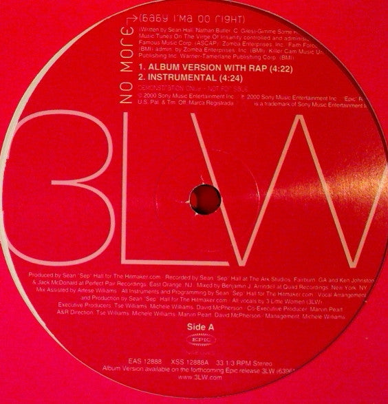 3LW : No More (Baby I'ma Do Right) (12", Promo)