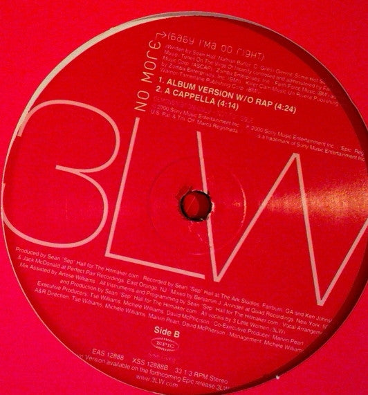 3LW : No More (Baby I'ma Do Right) (12", Promo)
