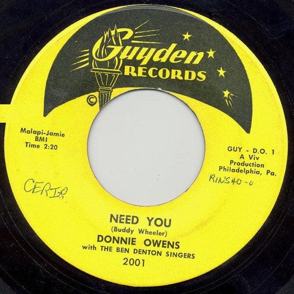 Donnie Owens : Need You (7", Single)